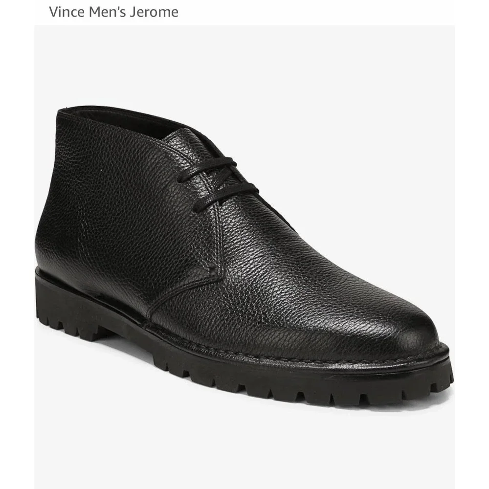 Vince Jerome Boots Mens Size 7 Black Leather Lug Sole Chukka J6928L2001